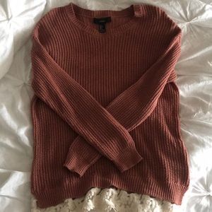 Forever 21 knit sweater with lace underlay